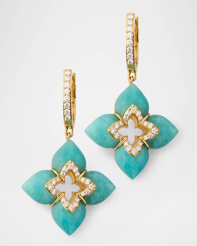 Souffle 18K Yellow Gold Diamond Venetian Princess Earrings with Gemstones